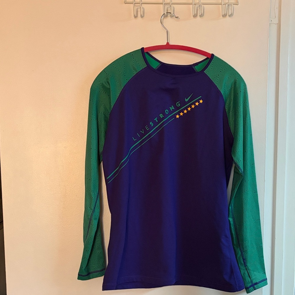 Nike Green and Blue Long Sleeve Shirt